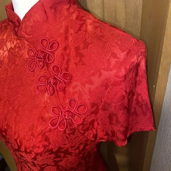 Vintage Brioche California Cap Sleeve Size 5/6 Red Dress Party - Picture 3 of 7